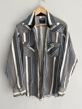 Vintage Wrangler Button Up Striped Shirt flannel pearl snap